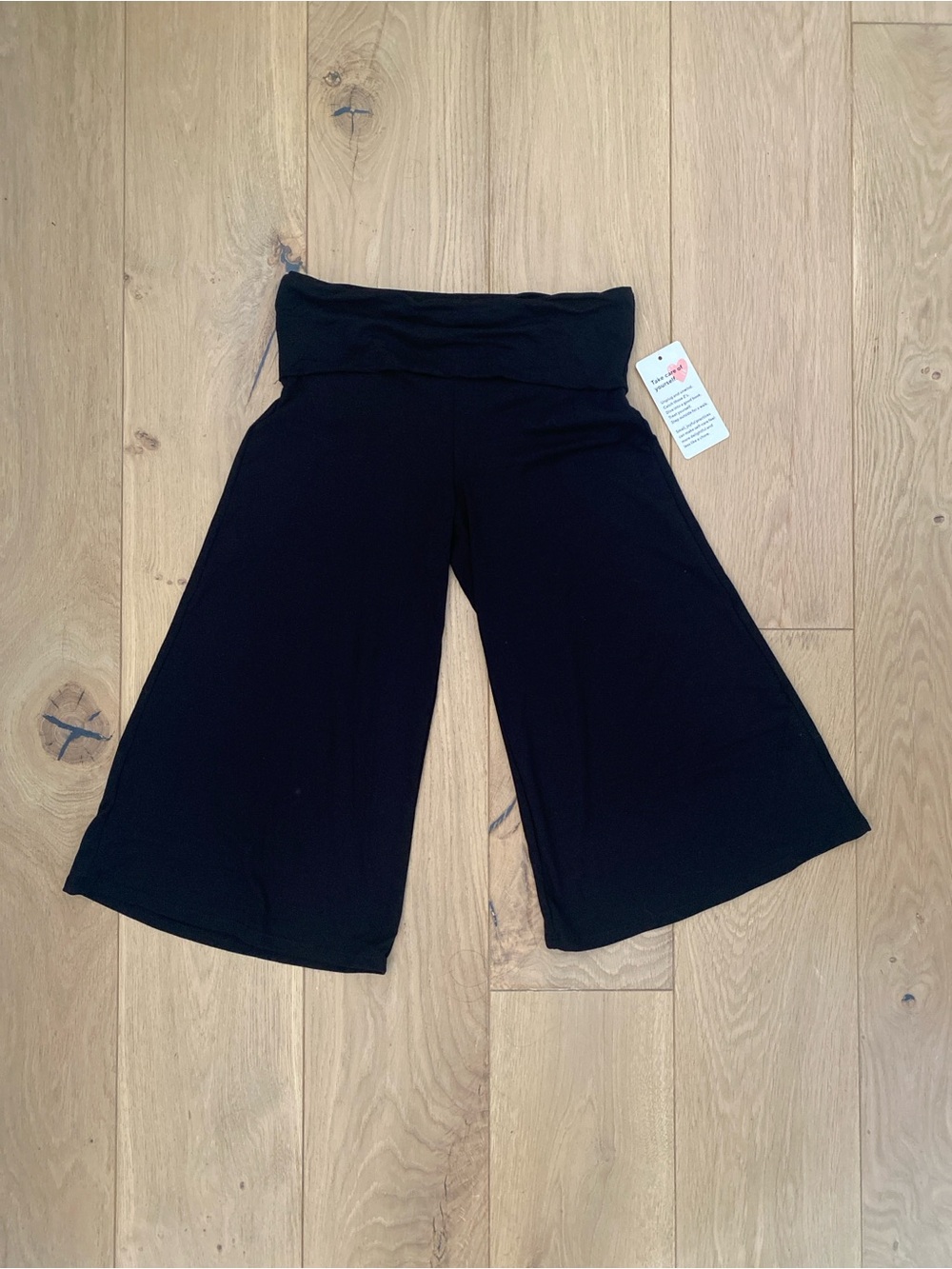 Black Fold-Over Waist Gauchos